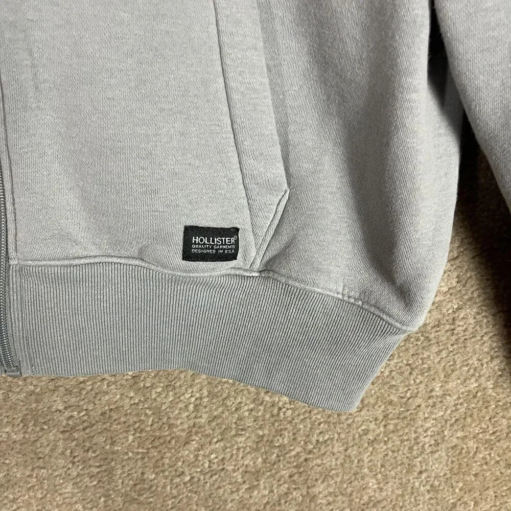 Hollister Hoodie Sweatshirt Womens Size Medium Gray Oversized Fit Zip Up Fleece - Picture 3 of 8